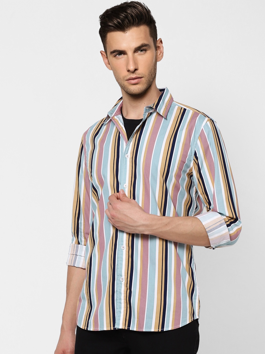 

Jack & Jones Men Multicoloured Slim Fit Striped Casual Shirt, Multi