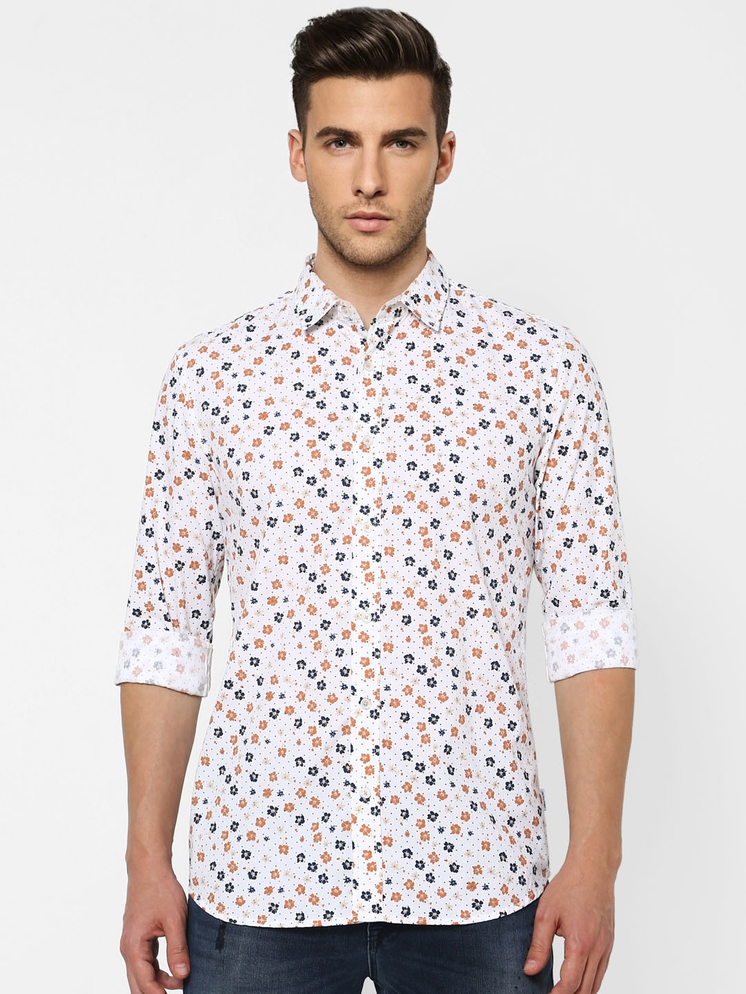 

Jack & Jones Men White Slim Fit Printed Casual Shirt