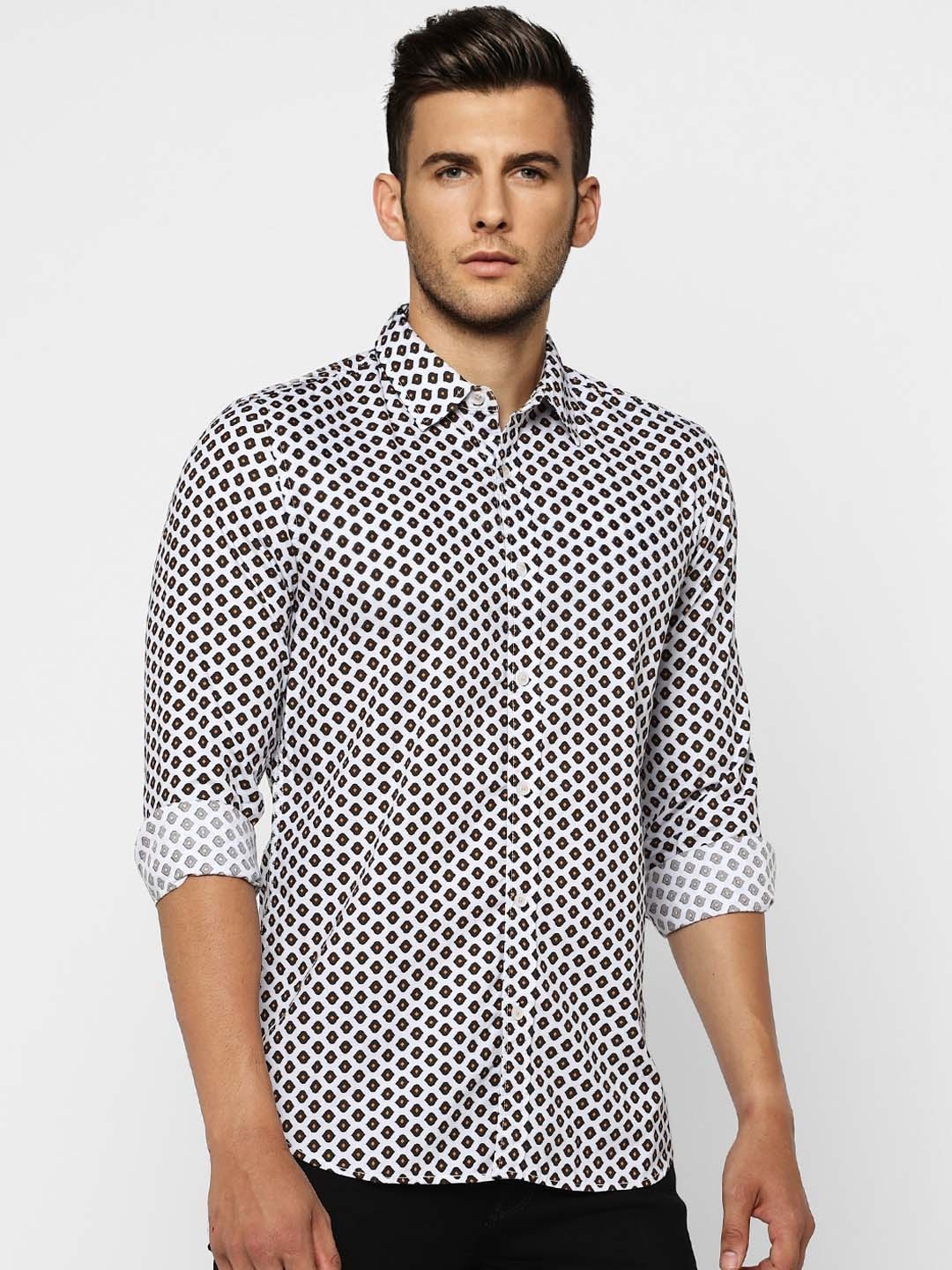 

Jack & Jones Men White Slim Fit Printed Casual Shirt