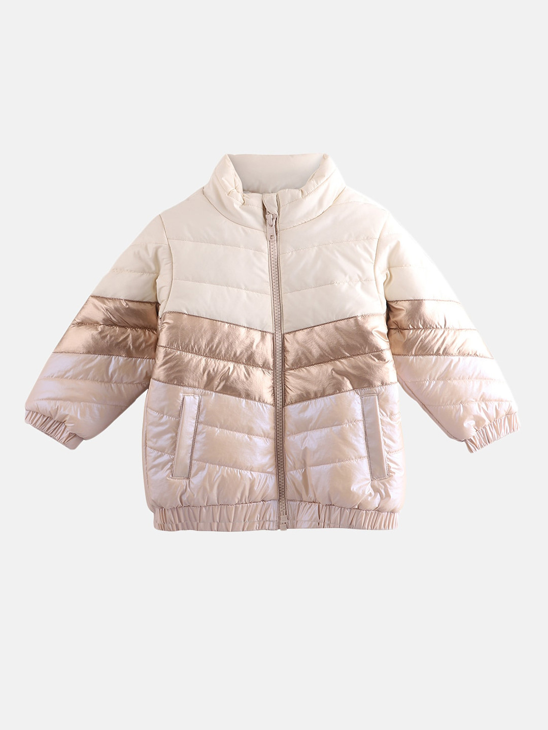 

Beebay Girls Brown & Off White Colorrblocked Padded Jacket