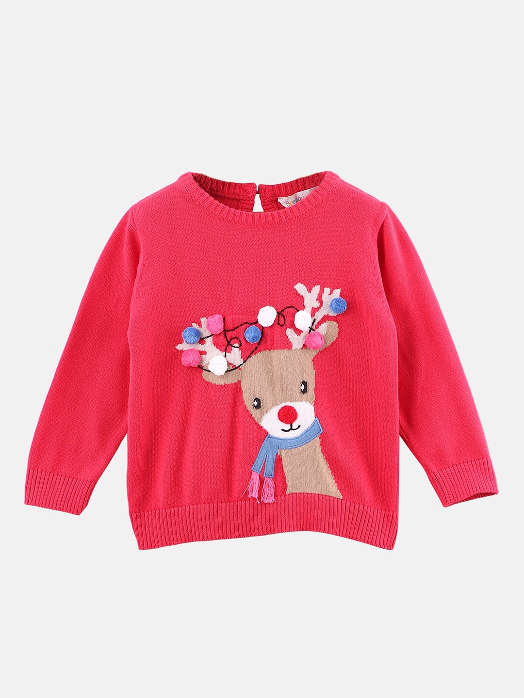 

Beebay Girls Red & Taupe Embroidered Pullover