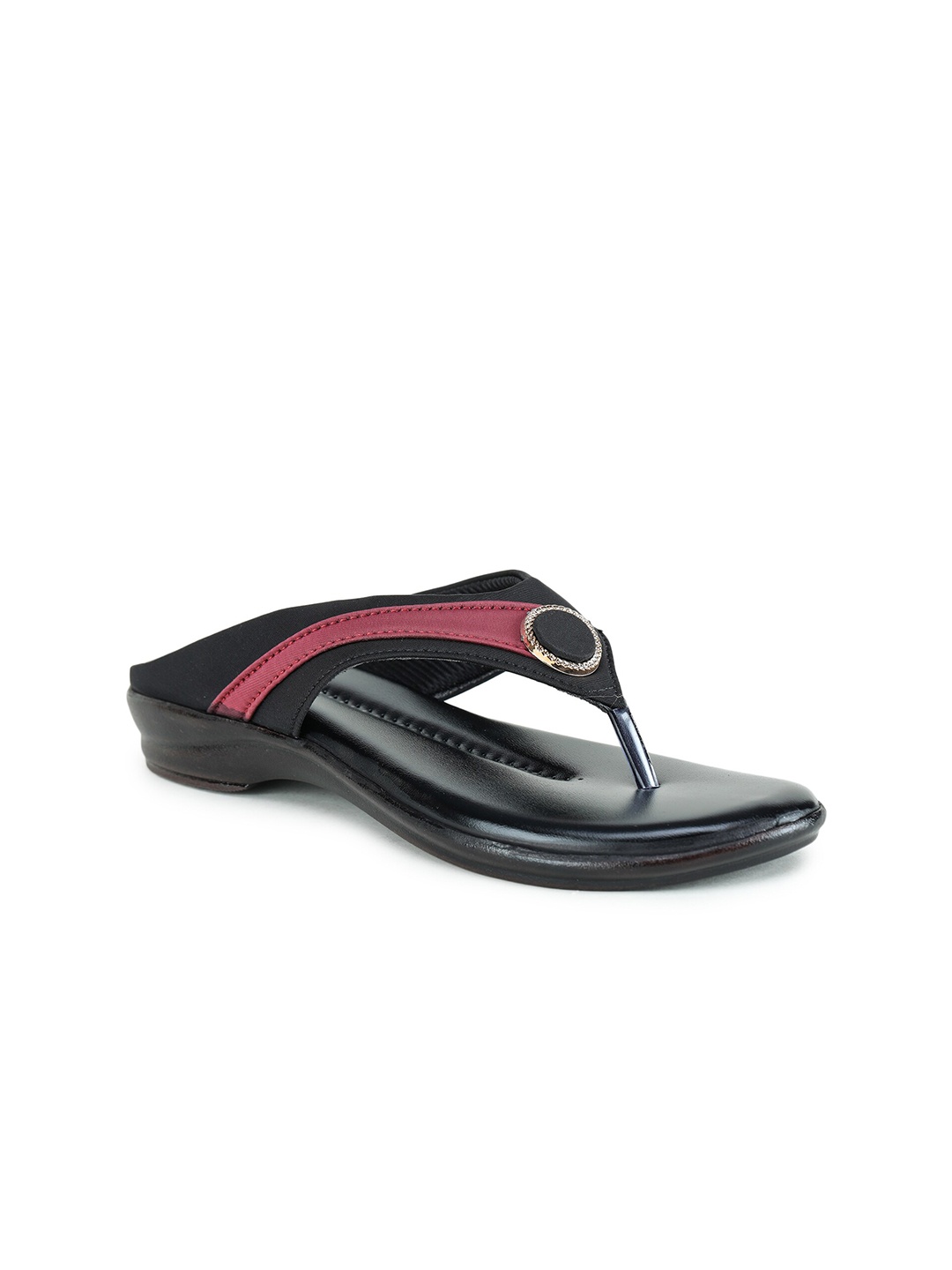 

SAPATOS Black & Red Colourblocked Comfort Sandals