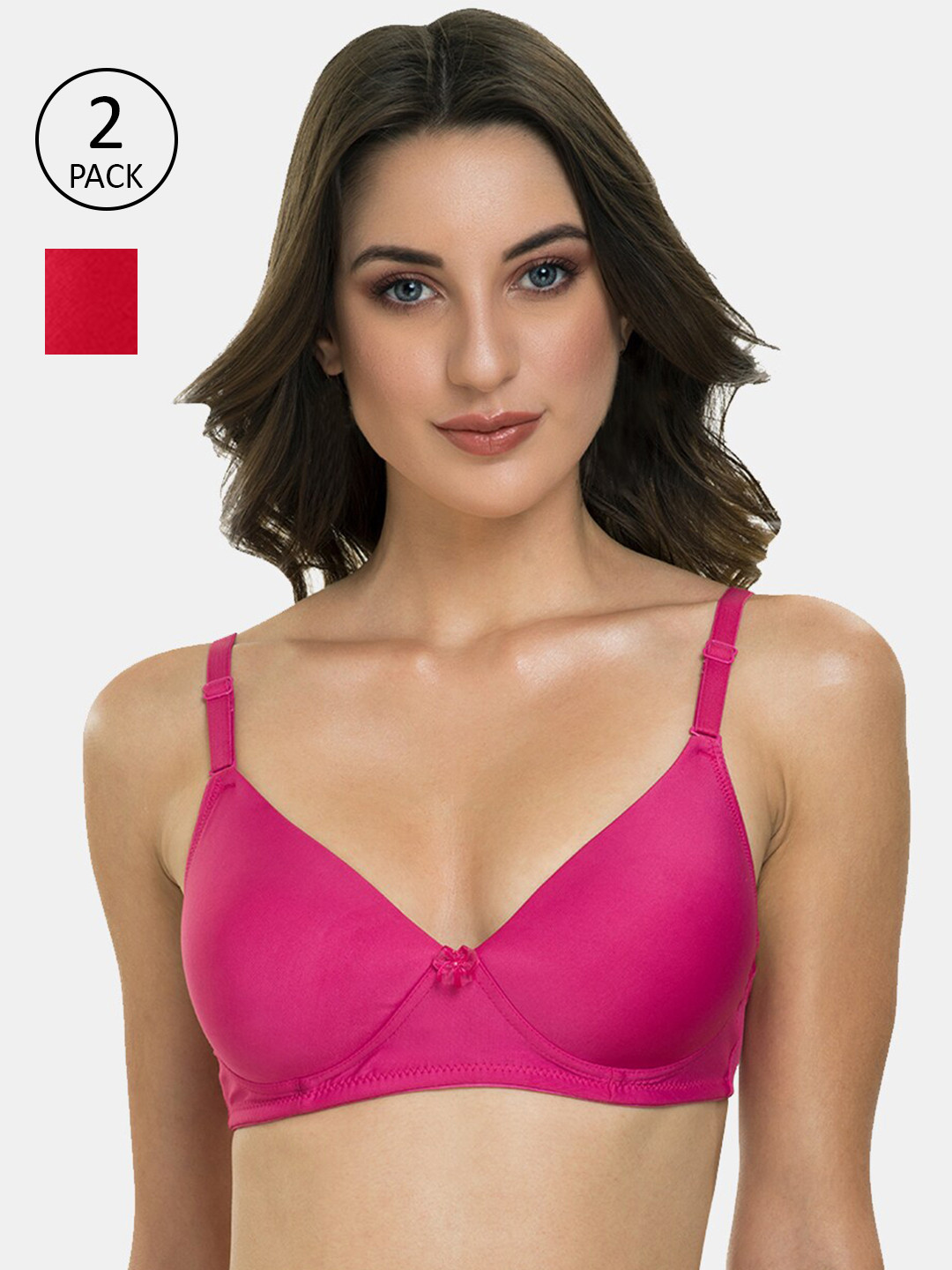 

Tweens Set-2 Pink & Red T-shirt Bra Lightly Padded