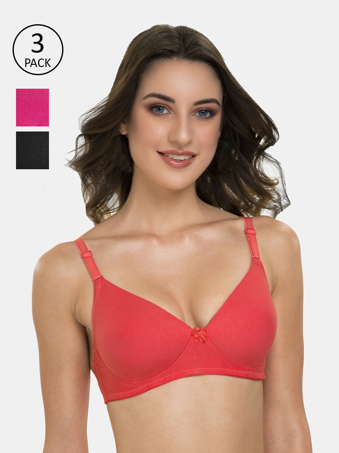 

Tweens Coral & Pink Lightly Padded Pack of 3 T-shirt Bra