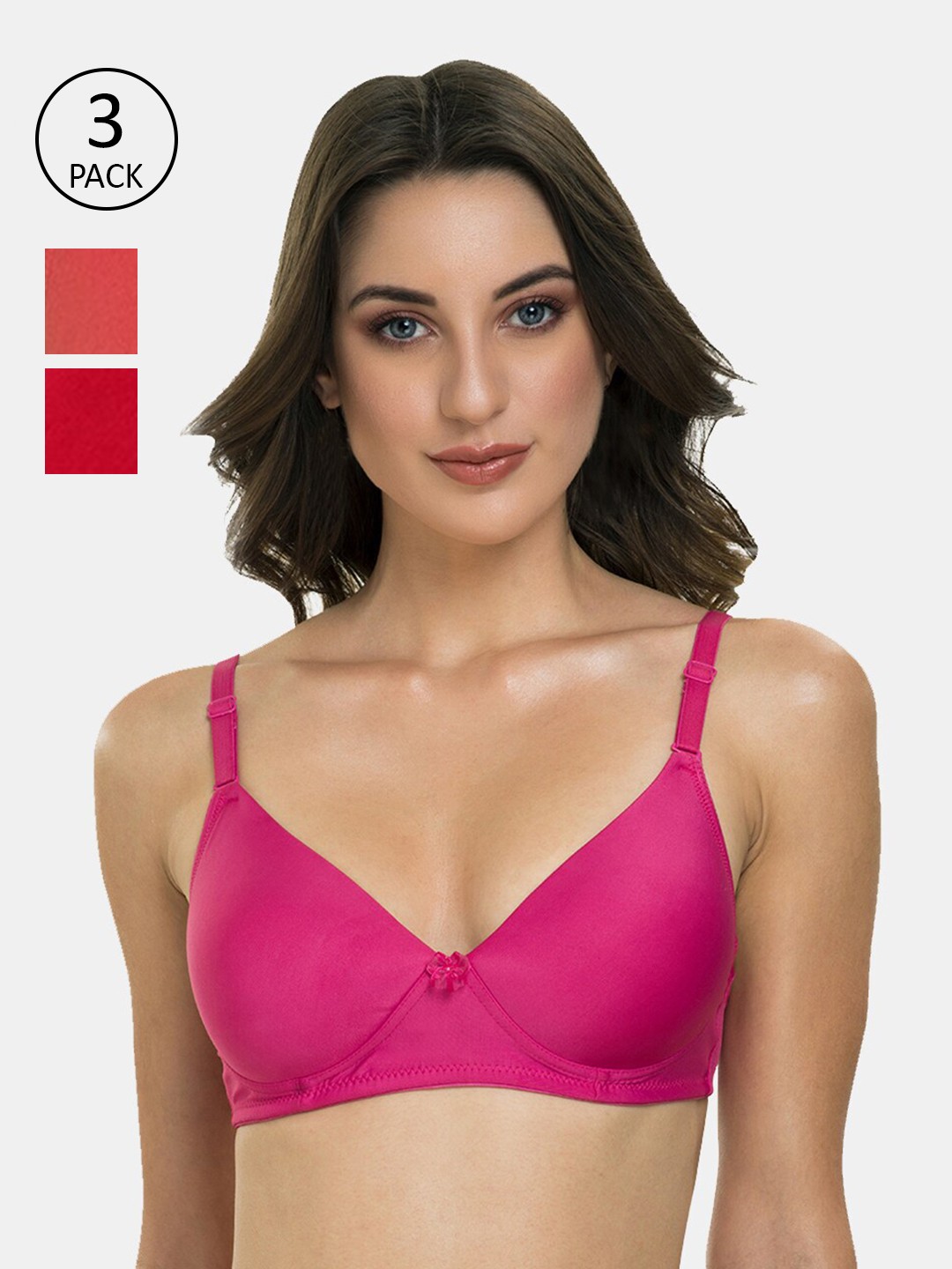 

Tweens Pack Of 3 Pink & Red T-shirt Bra - Lightly Padded