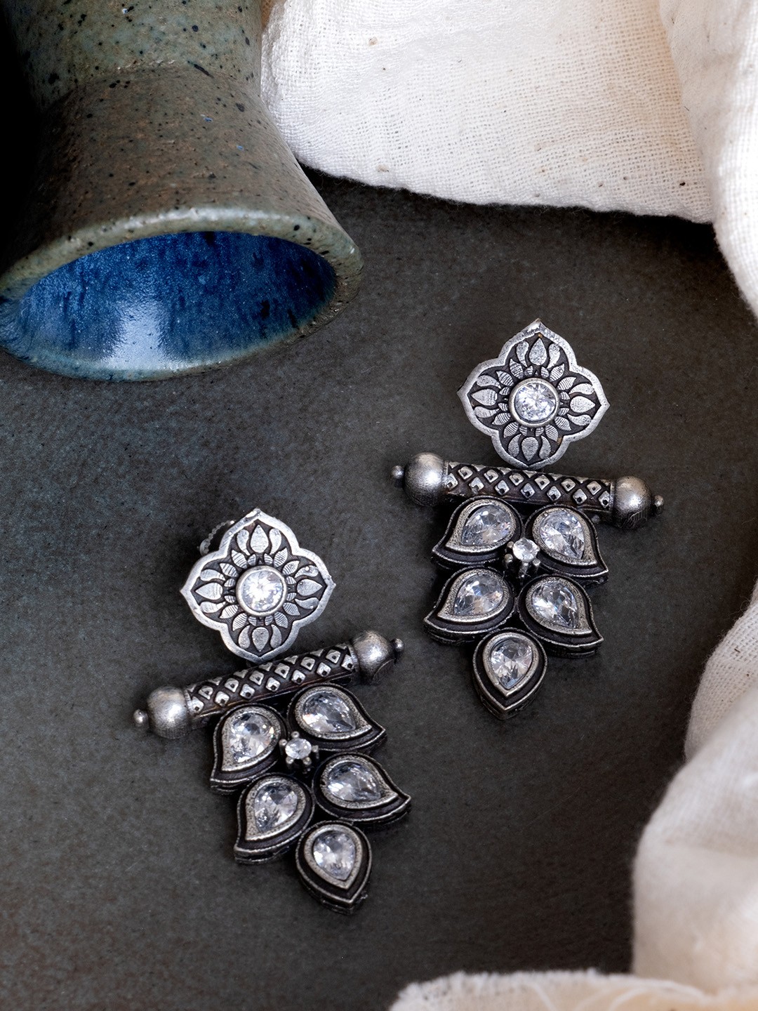 

Infuzze Silver-Toned Contemporary Drop Earrings
