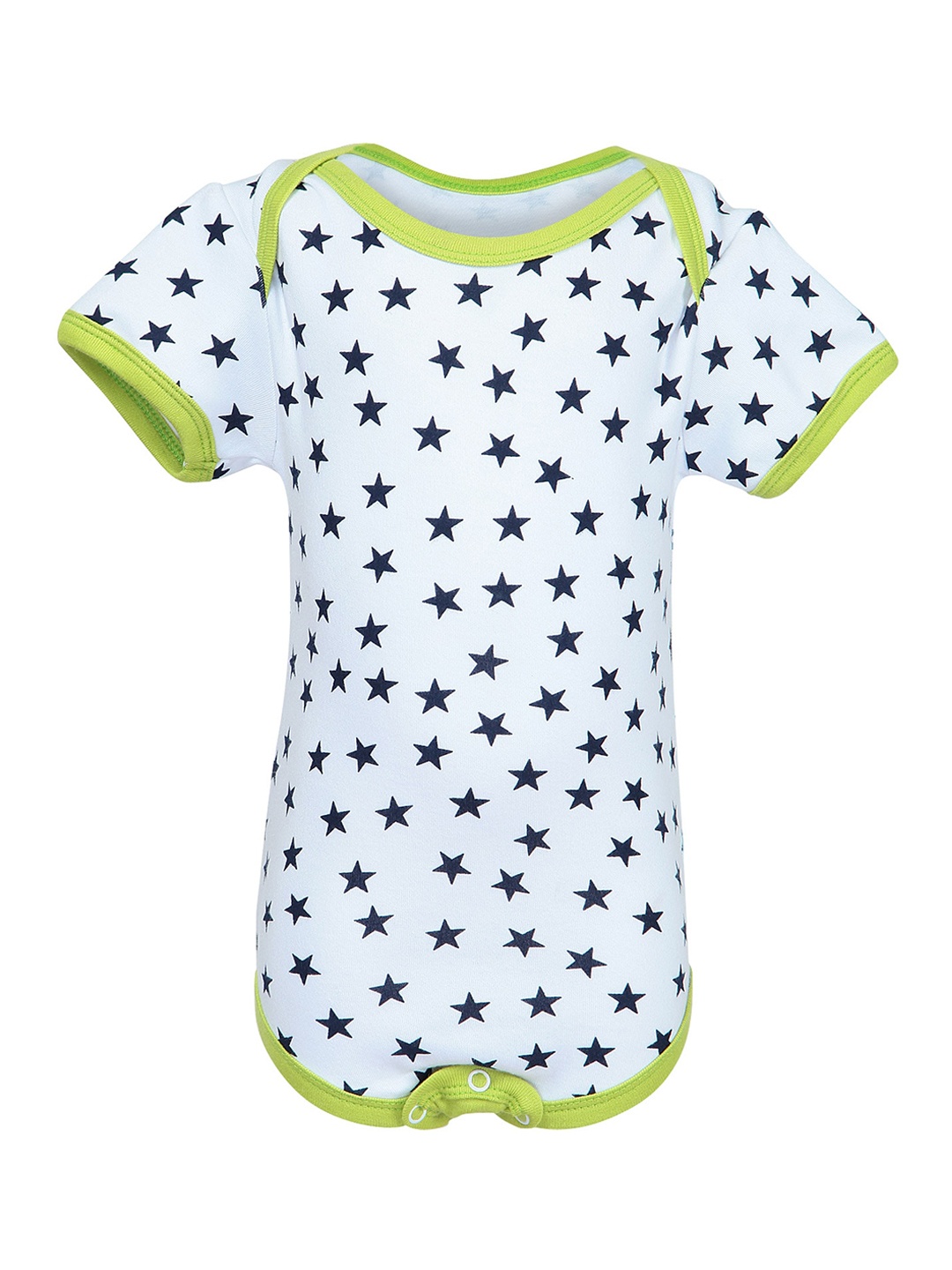 

Nino Bambino Infants White & Navy Blue Printed Organic Cotton Bodysuit