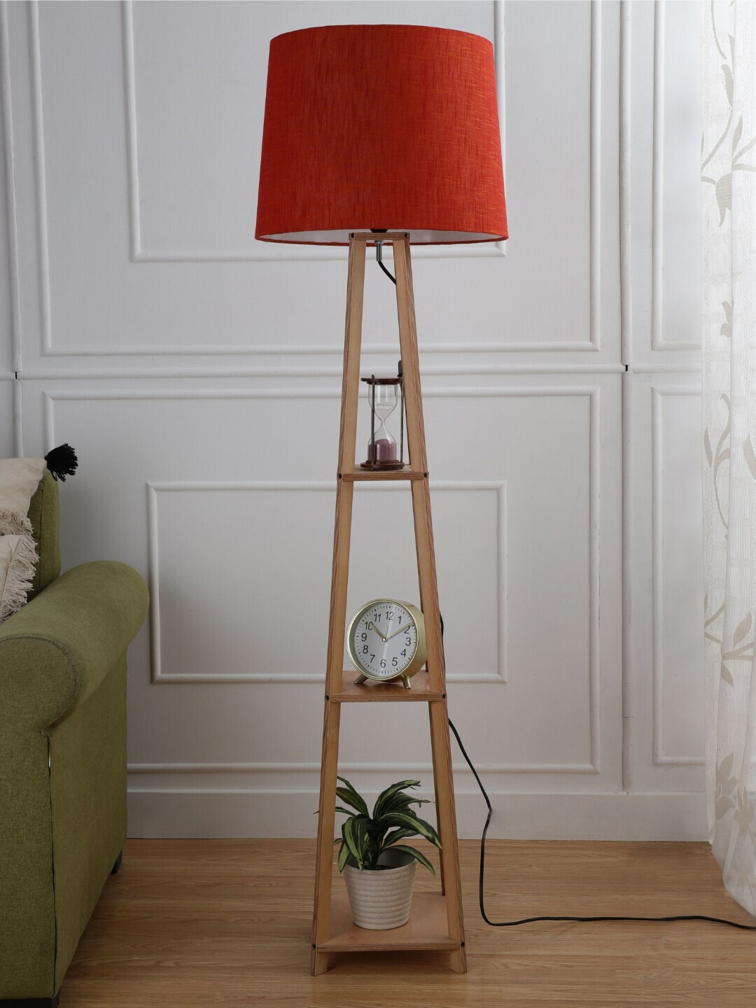 

SANDED EDGE Red & Brown 3 Tier Natural Finish Floor Lamp