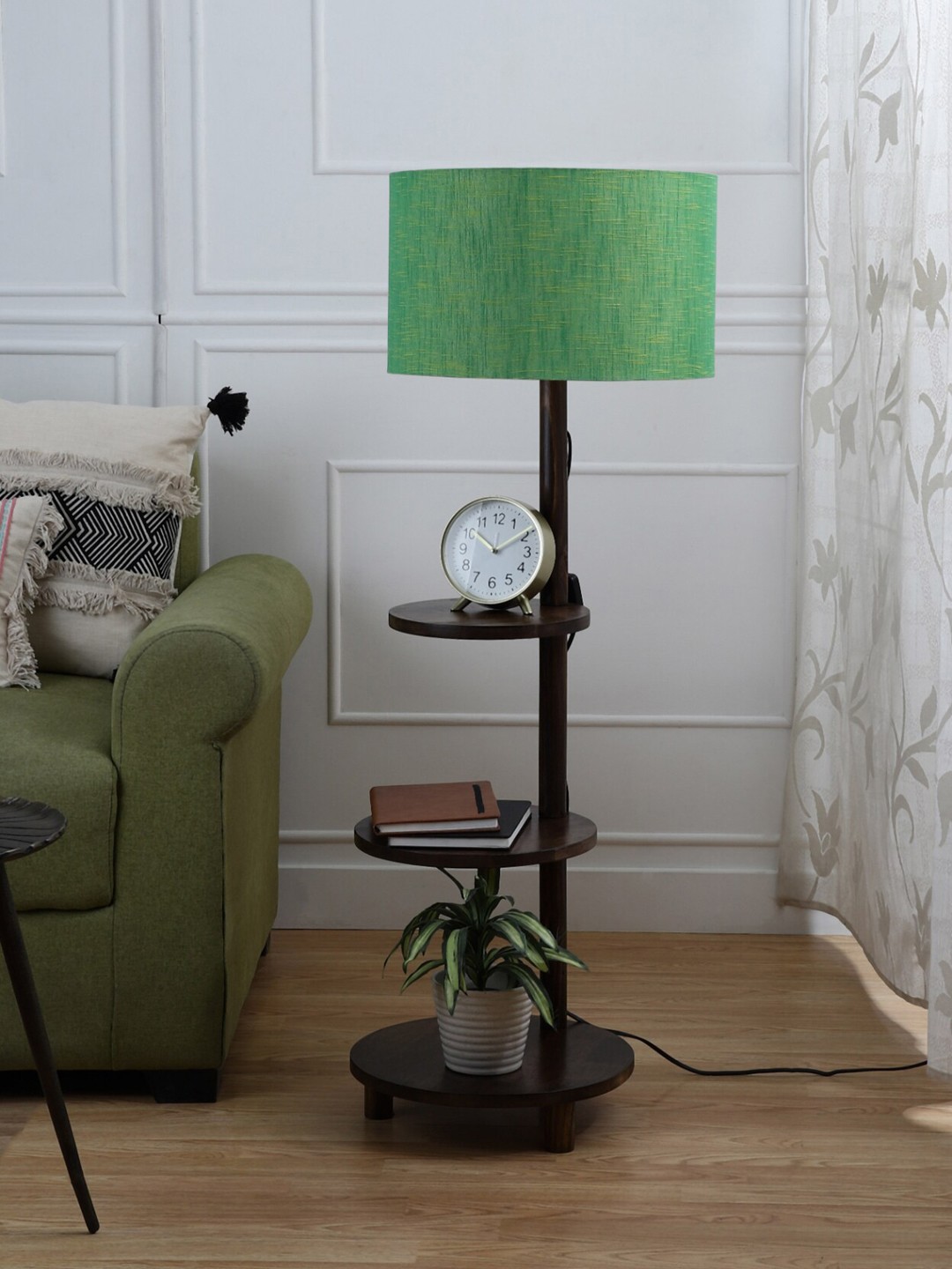 

SANDED EDGE Brown & Green 3-Tier Storage Floor Lamp