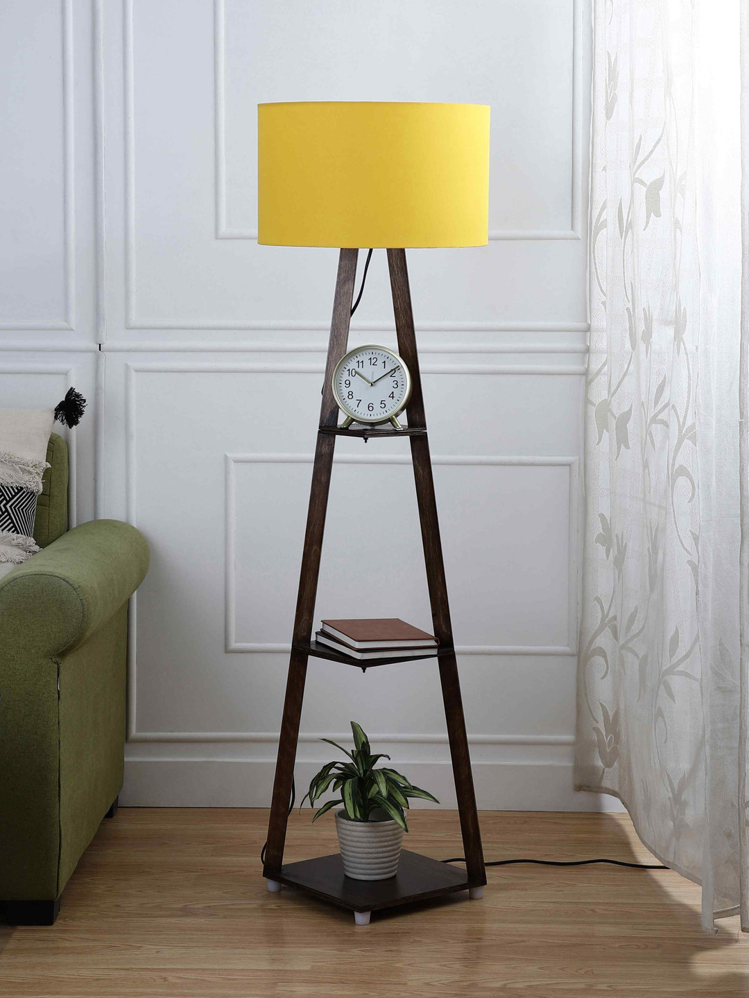 

SANDED EDGE Brown & Yellow 3-Tier Storage Floor Lamp