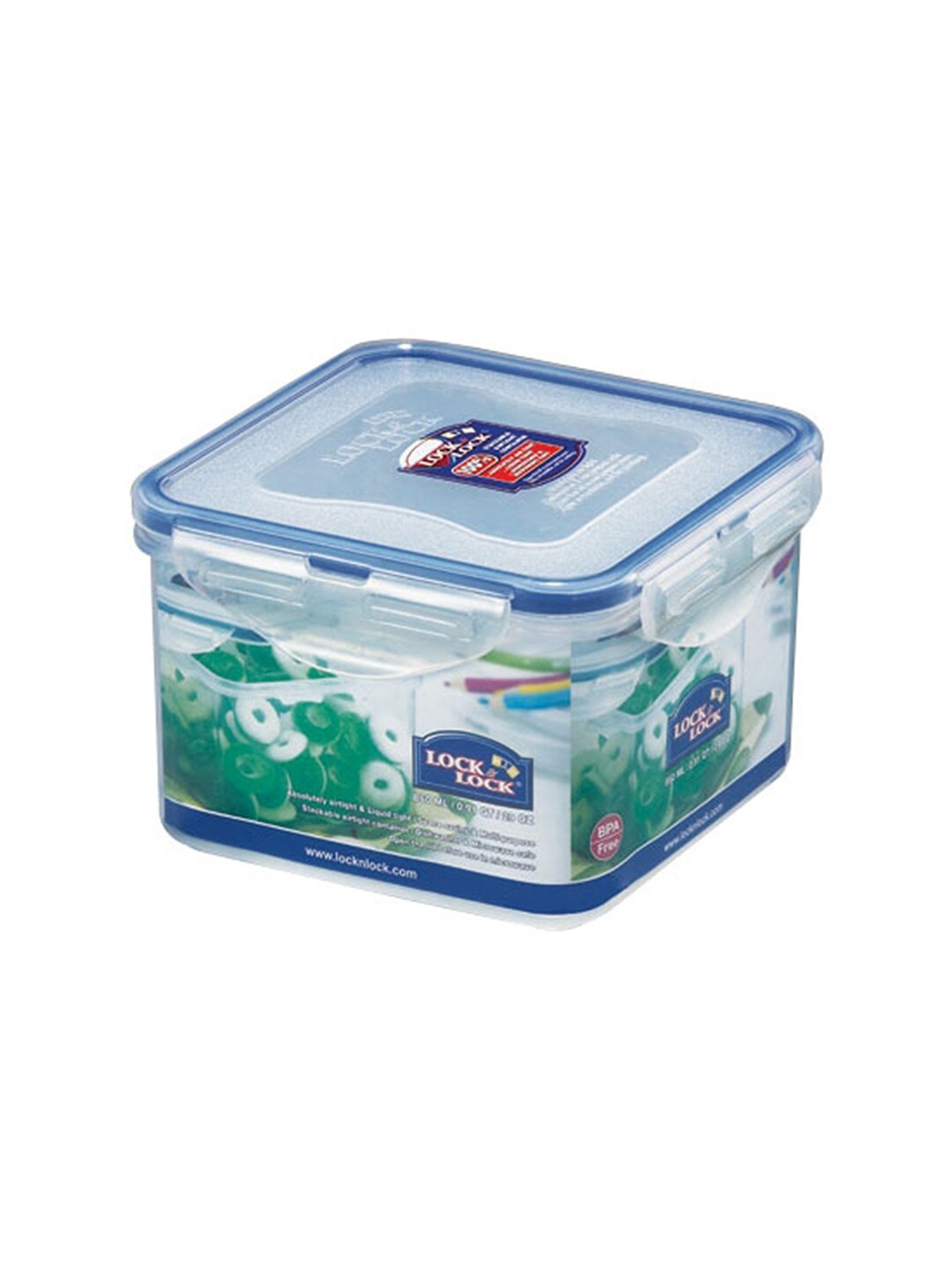 

Lock & Lock Transparent & Blue Solid Airtight Food Storage Container With Lid