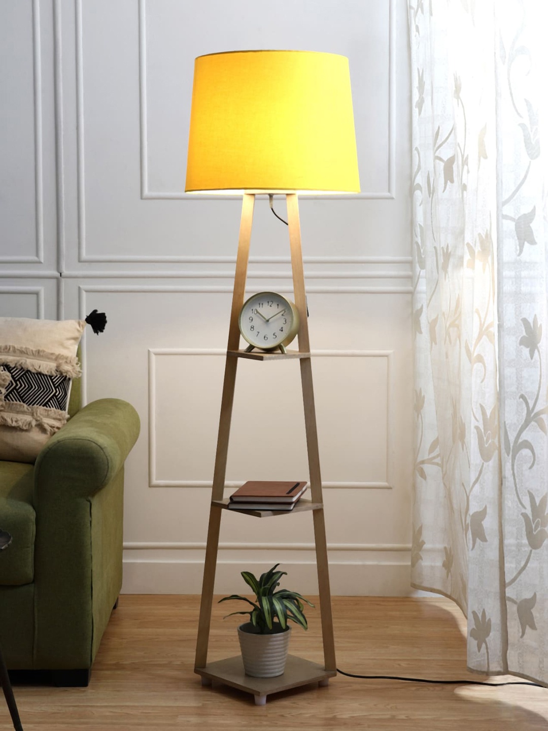 

SANDED EDGE Brown & Yellow 3-Tier Storage Floor Lamp