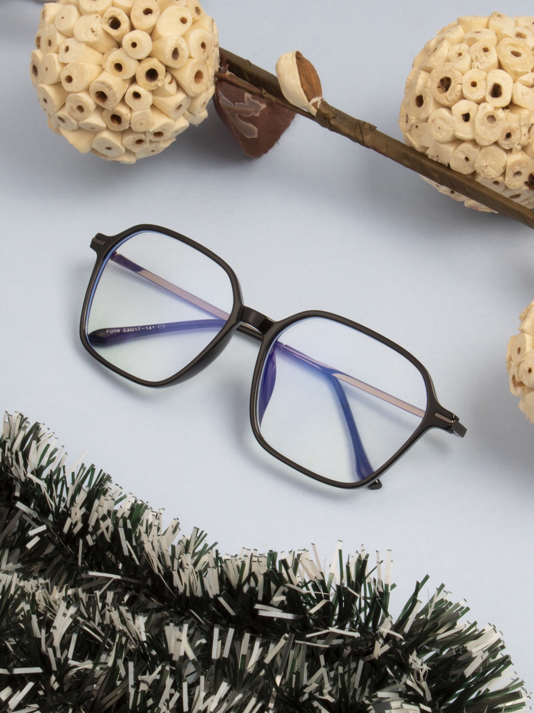 

Ted Smith Unisex Black & Grey Full Rim Square Frames TSIF004_C2