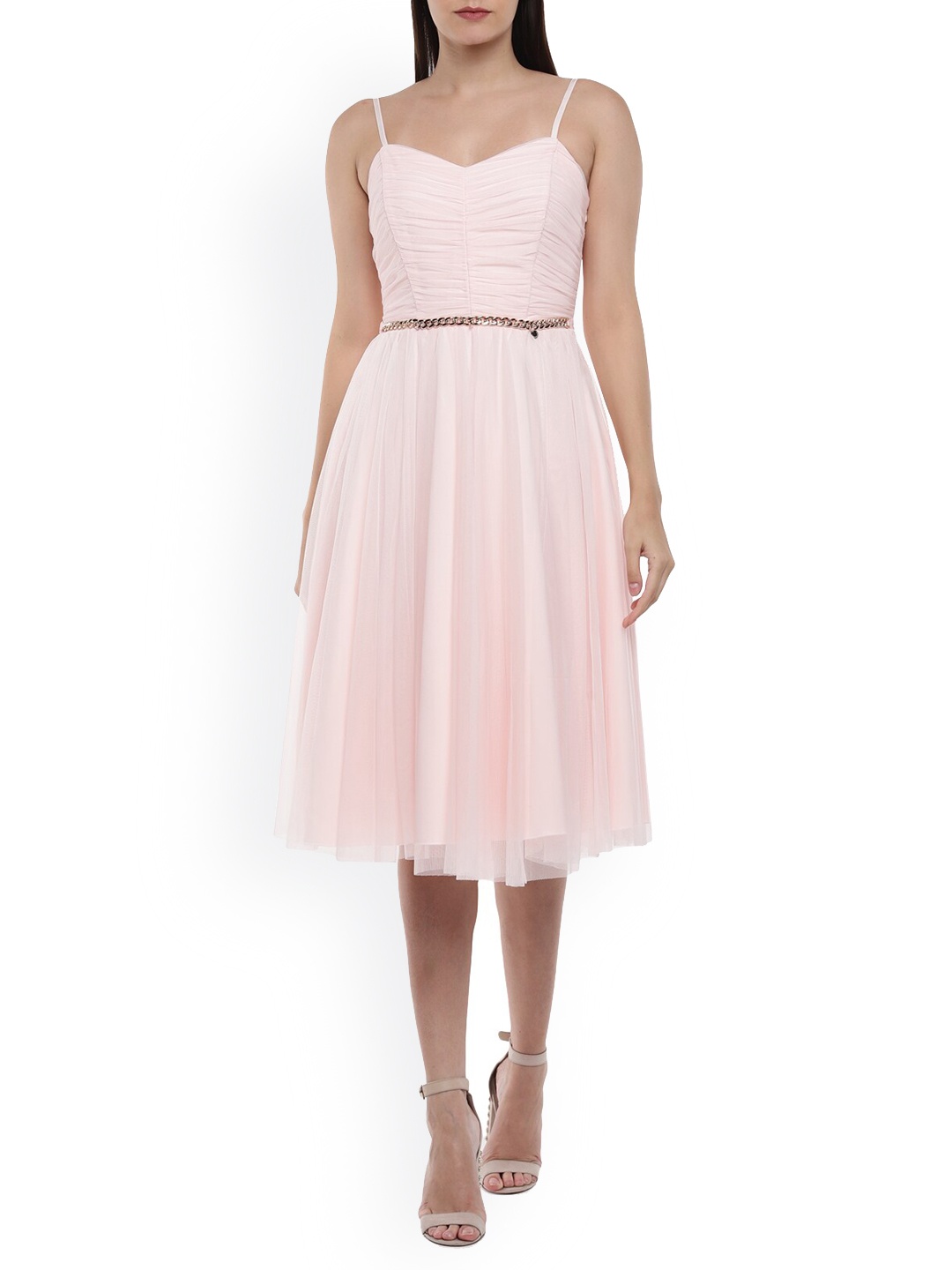 

Rinascimento Women Pink Sold Shoulder Straps Maxi Dress
