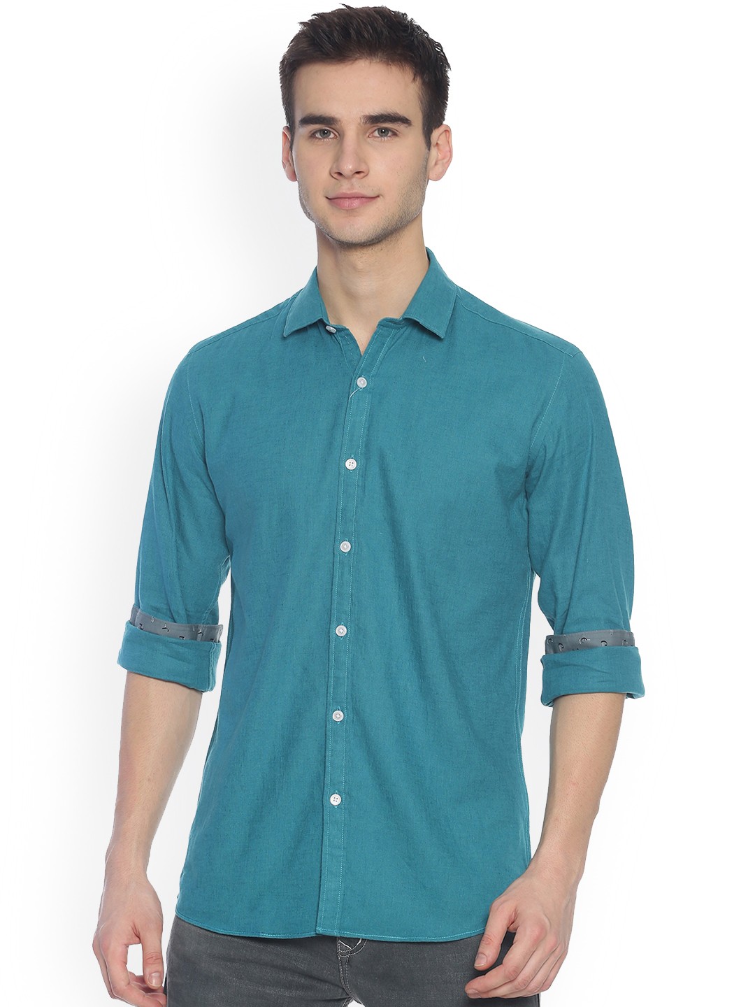 

CAVALLO by Linen Club Men Green Opaque Casual Shirt