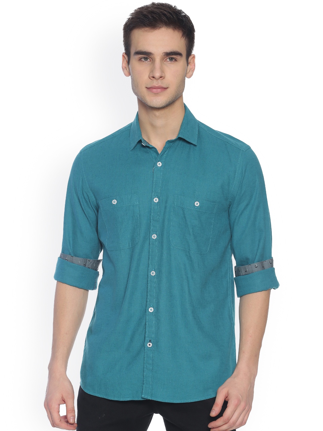 

CAVALLO by Linen Club Men Green Linen Cotton Casual Shirt