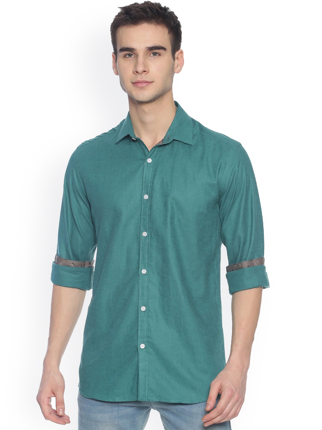 

CAVALLO by Linen Club Men Green Opaque Casual Shirt