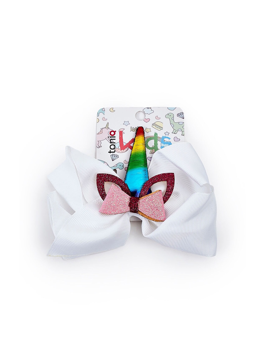 

Toniq Kids Girls White & Pink Embellished Unicorn Bow Alligator Hair Clip