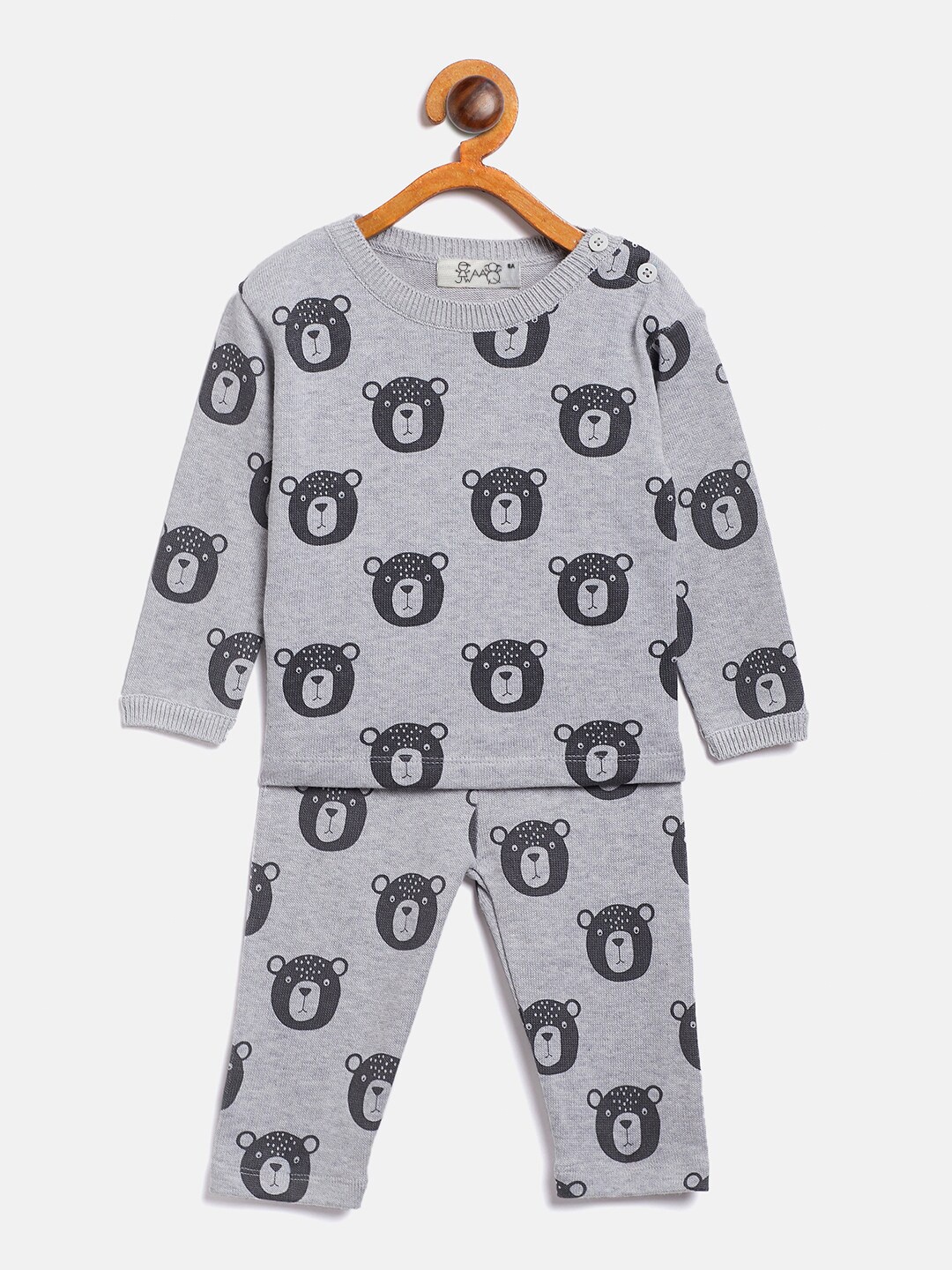 

JWAAQ Kids Grey & Black Pure Wool Printed Top with Leggings