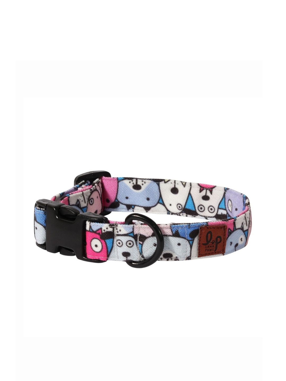 

LANA PAWS Unisex Blue & Pink Printed Canvas Fabric Dog Collar