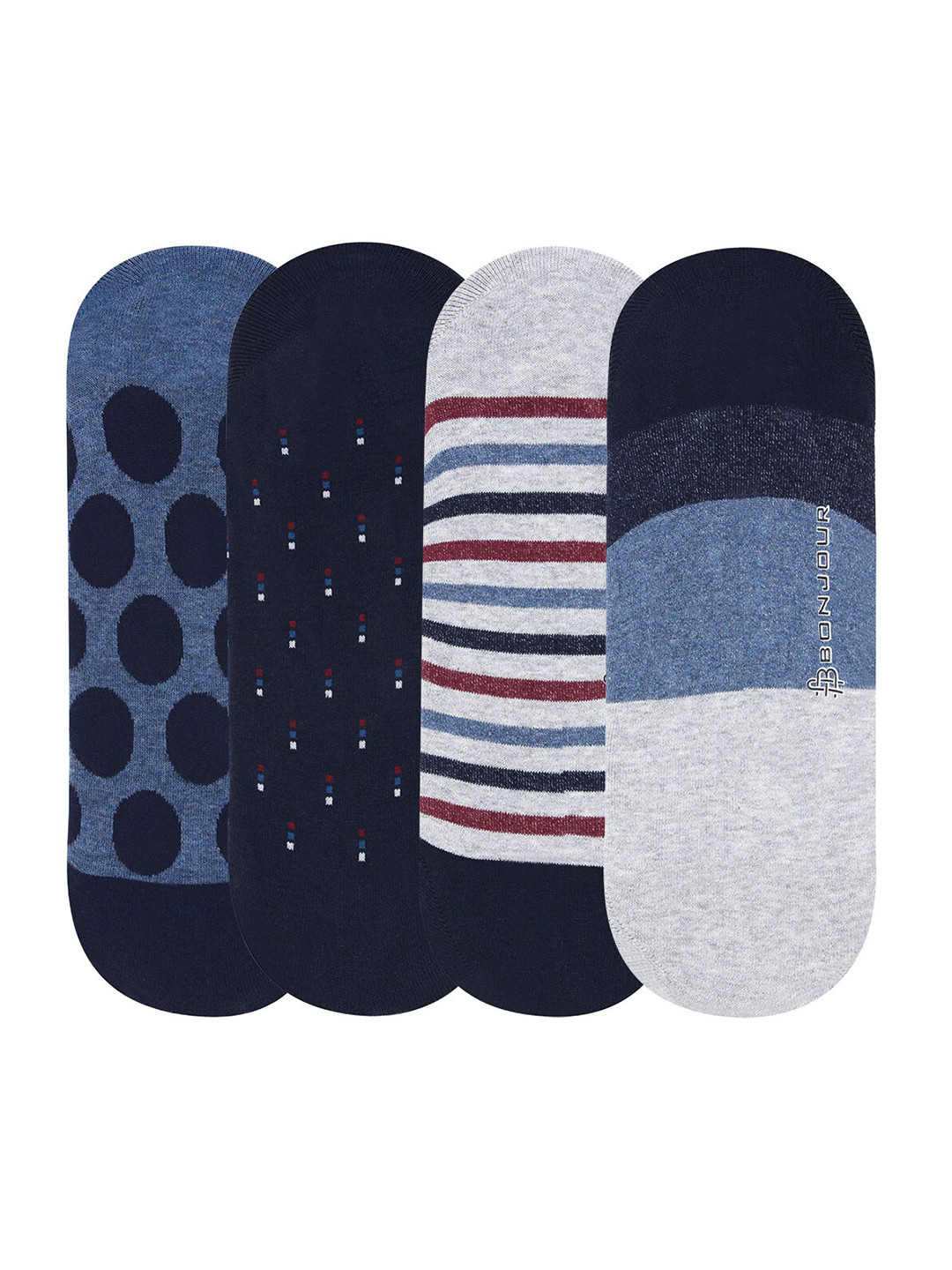 

Bonjour Men Multi Colored Casual Cotton Loafer Socks - Pack Of 4