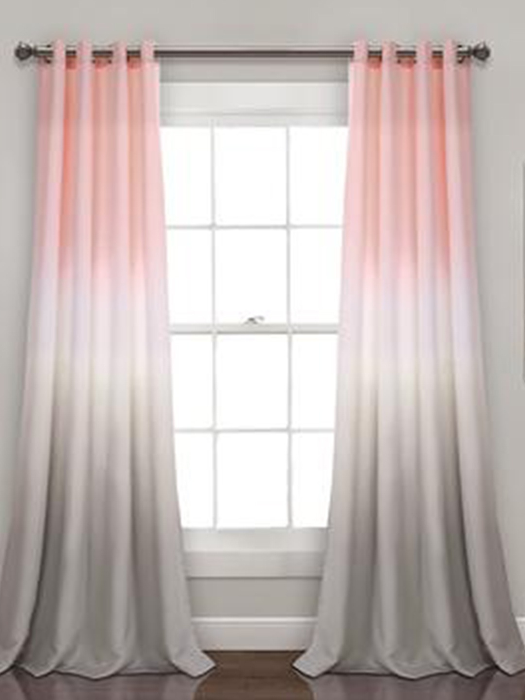 

URBAN SPACE Set Of 2 Pink & Grey Long Door Curtain