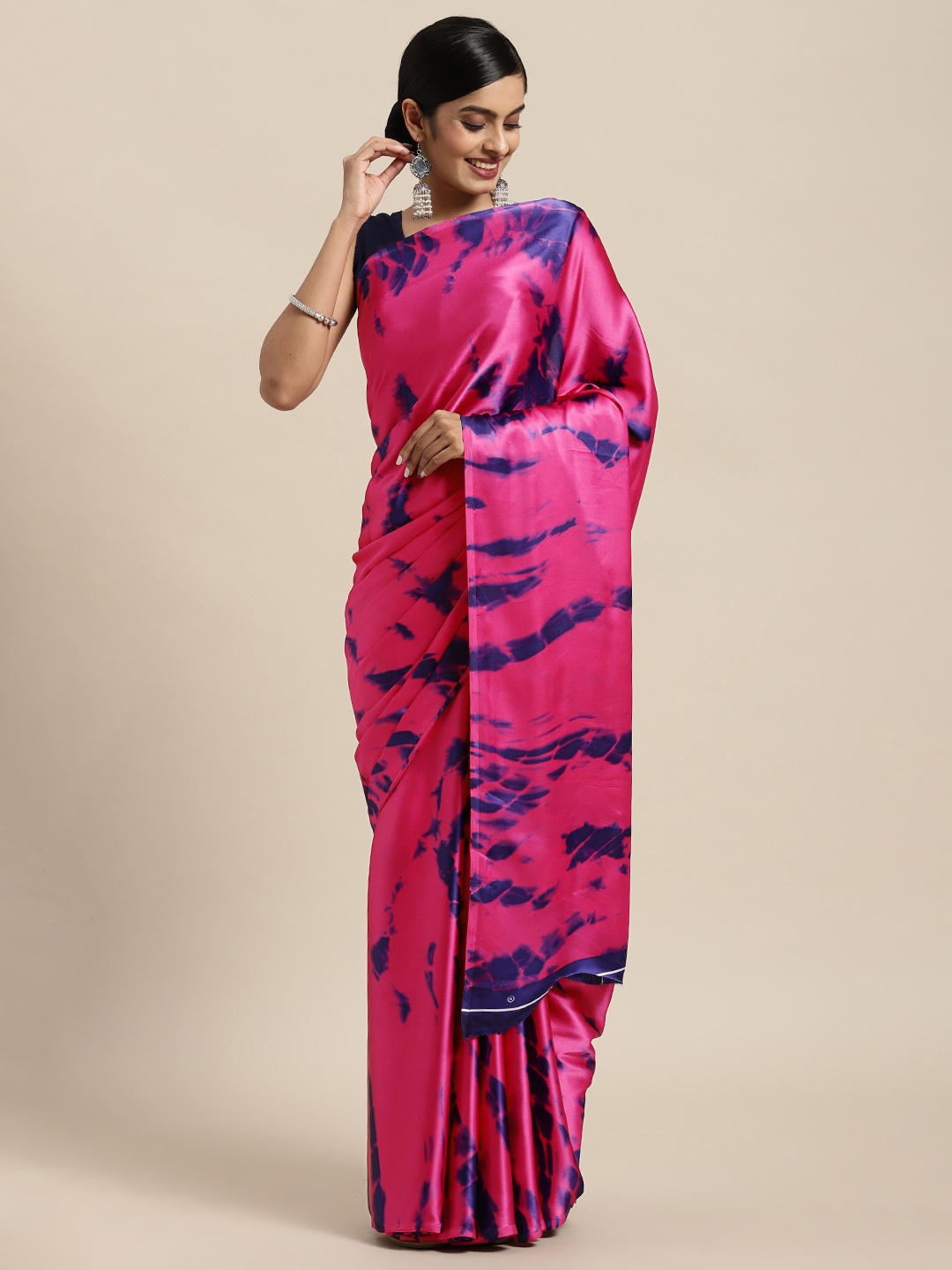 

Rajesh Silk Mills Pink & Blue Printed Saree