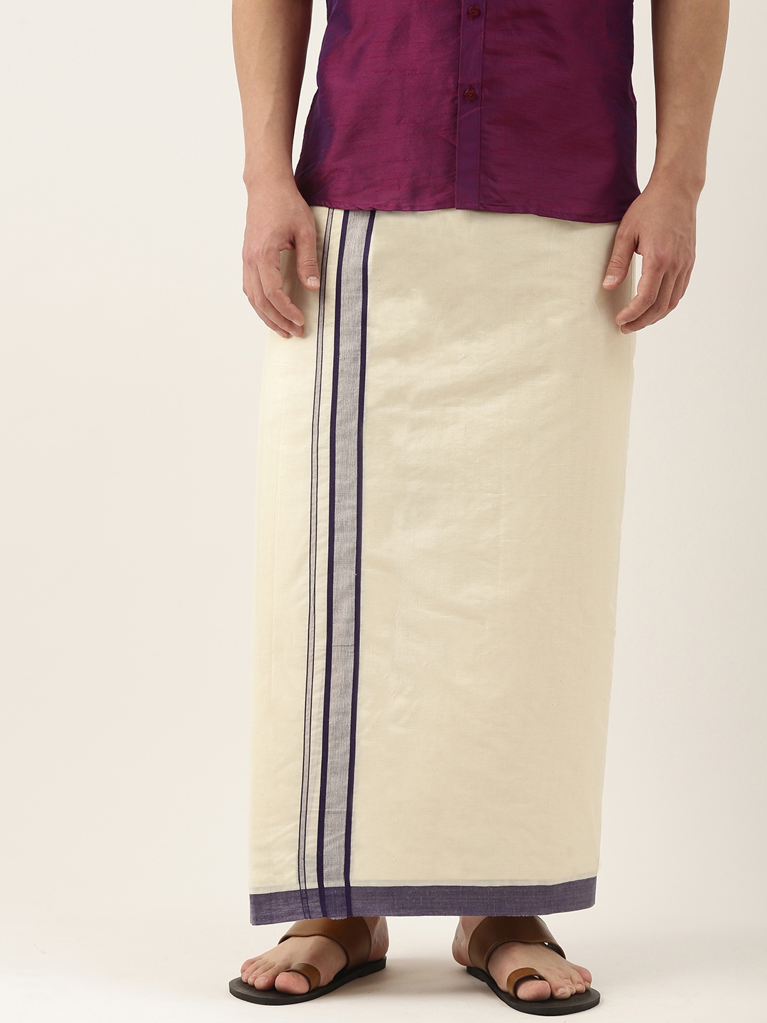 

Thangamagan Men Off-White Solid Pure Cotton Dhoti