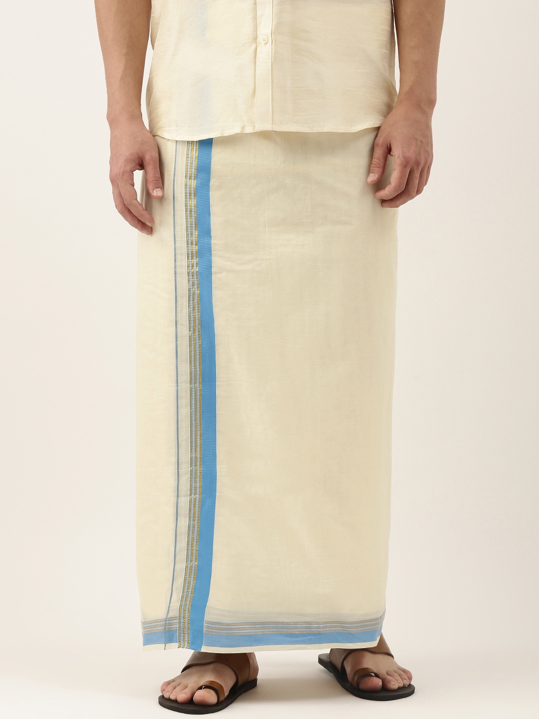 

Thangamagan Men Off White Cotton Fancy Border Dhoti