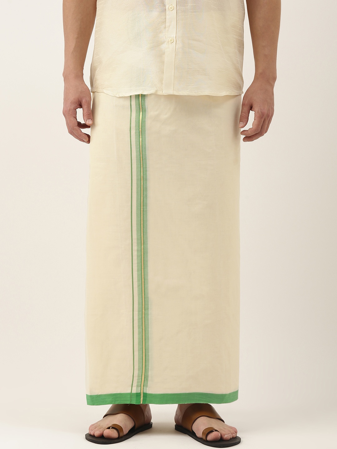 

Thangamagan Men Off White Cotton Fancy Border Dhoti