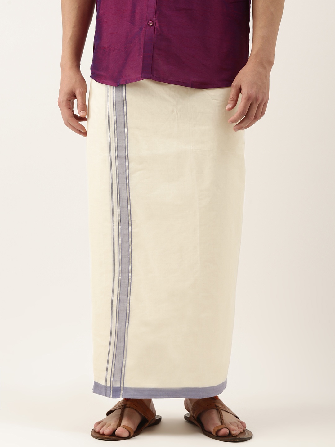 

Thangamagan Men Off-White Cotton Fancy Border Dhoti