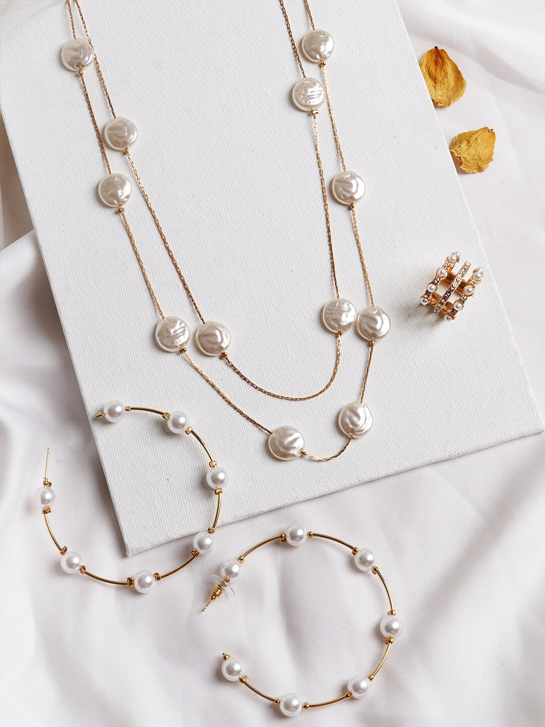 

JOKER & WITCH Gold Toned & White Mette Jewellery Set