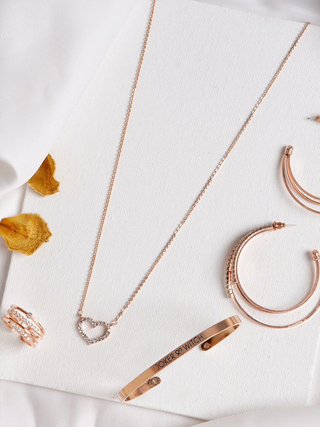 

JOKER & WITCH Rose Gold-Toned & White Stone-Studded Alessia Jewellery Set
