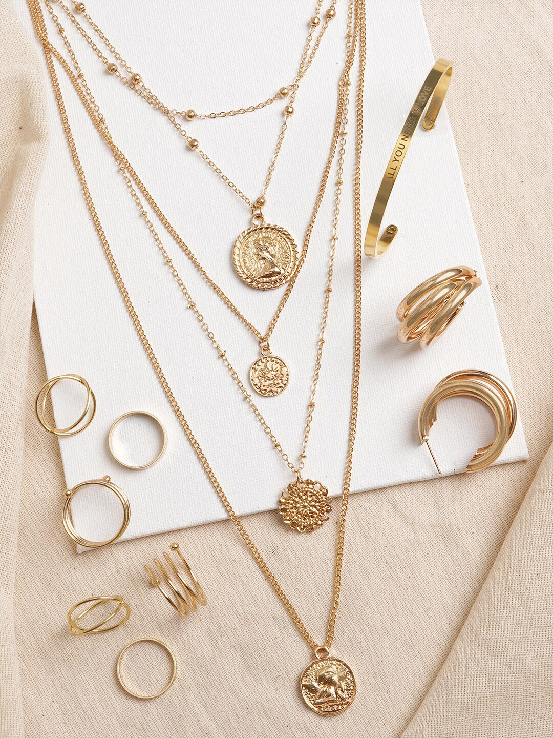 

JOKER & WITCH Gold Toned Cheerful Gold Jewellery Set