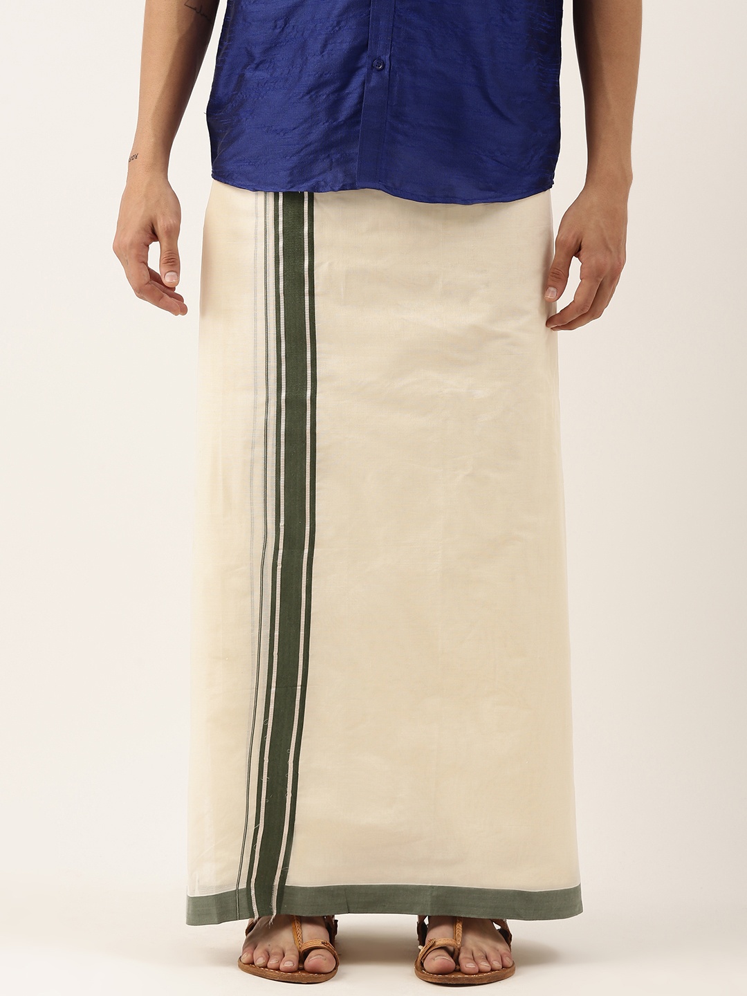 

Thangamagan Men Off-White Cotton Fancy Border Dhoti