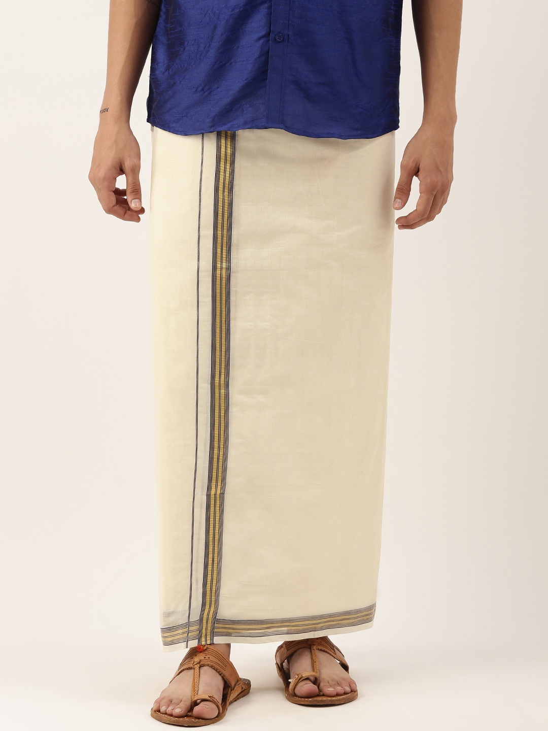

Thangamagan Men Off-White Solid Pure Cotton Dhoti