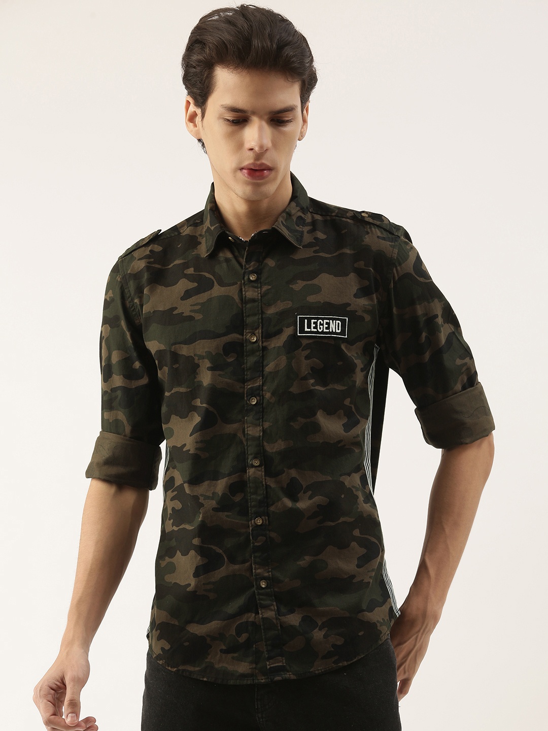 

IVOC Men Brown Slim Fit Opaque Printed Casual Shirt
