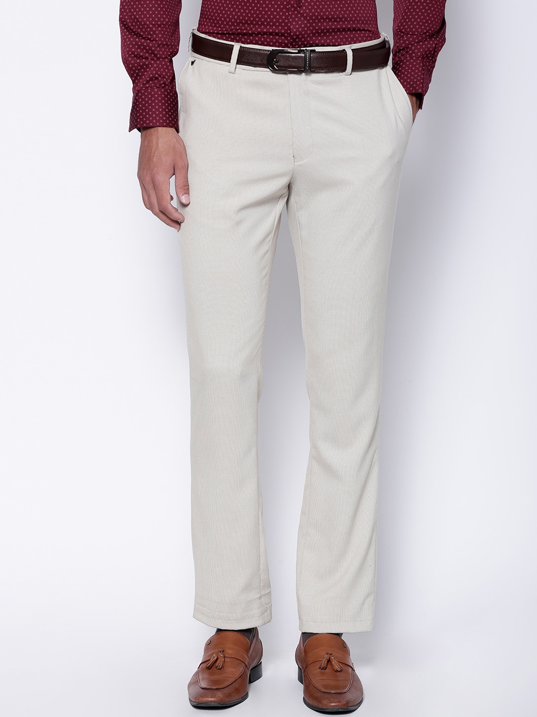 

Blackberrys Men Beige B-95 Slim Fit Formal Trousers