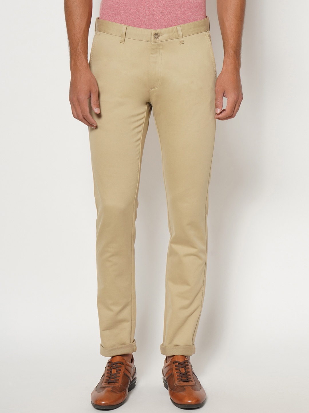 

Blackberrys Men Khaki-Coloured Solid B-91 Skinny Fit Chinos Trousers