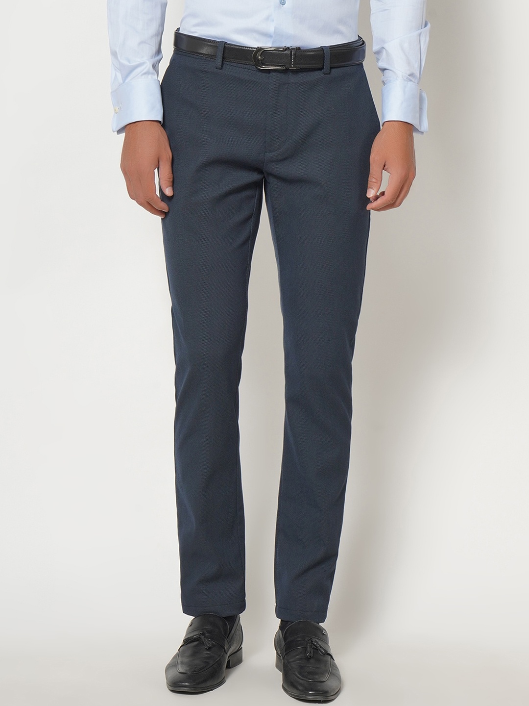 

Blackberrys Men Navy Blue B-91 Skinny Fit Formal Trousers