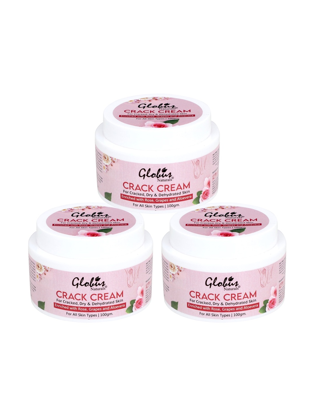 

Globus naturals Set Of 3 Dry Cracked Heels & Feet Cream 100g, Pink