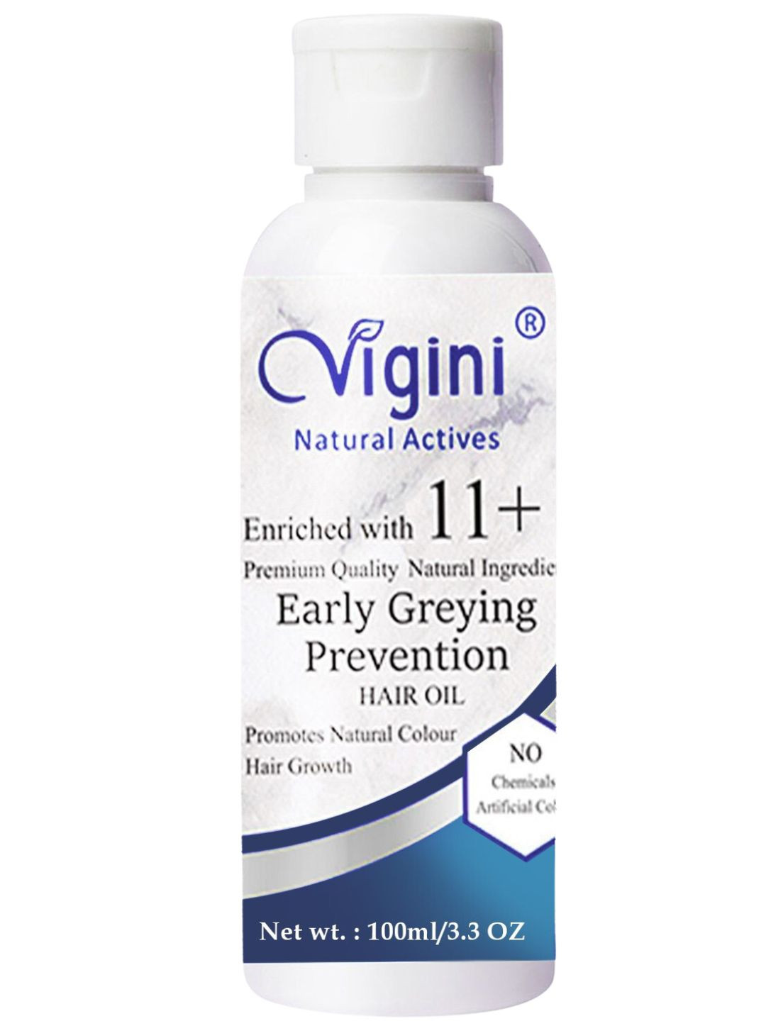 

Vigini Early Anti Premature Greying Hair Care Growth Vitalizer Onion Seed Cream Oil 100ml, Blue