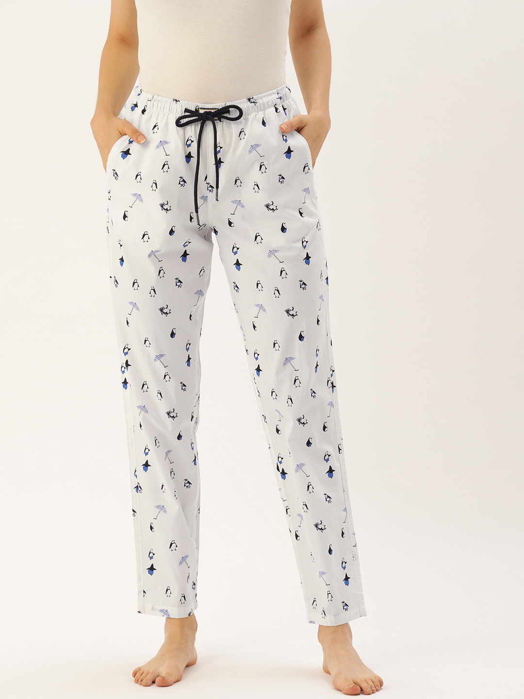 

Bene Kleed Women White Printed Cotton Lounge Pant With N9 Silver Anti-Bacterial Finish