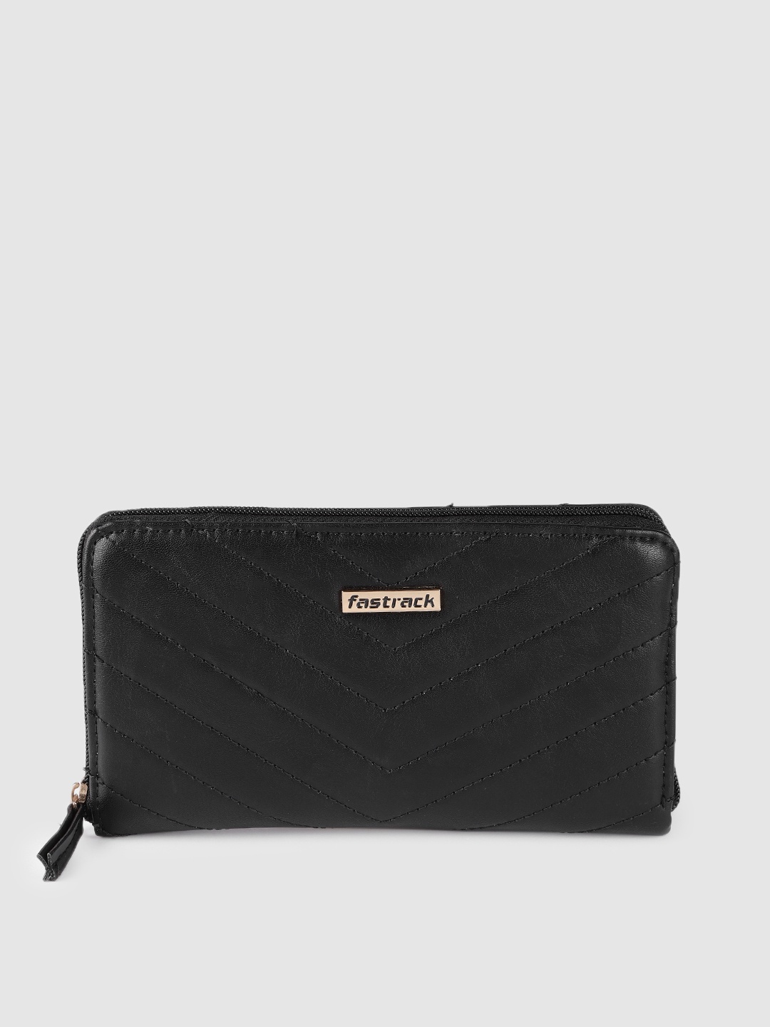 

Fastrack Women Black Quilted Zip Around Wallet