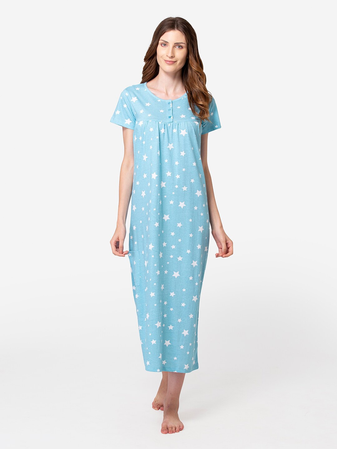 

Lounge Dreams Blue Printed Maxi Nightdress