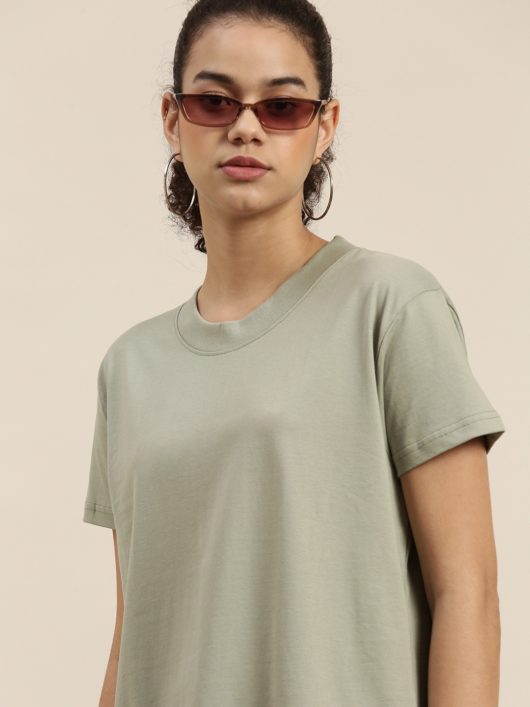 

DILLINGER Women Grey Boxy Pure Cotton T-shirt