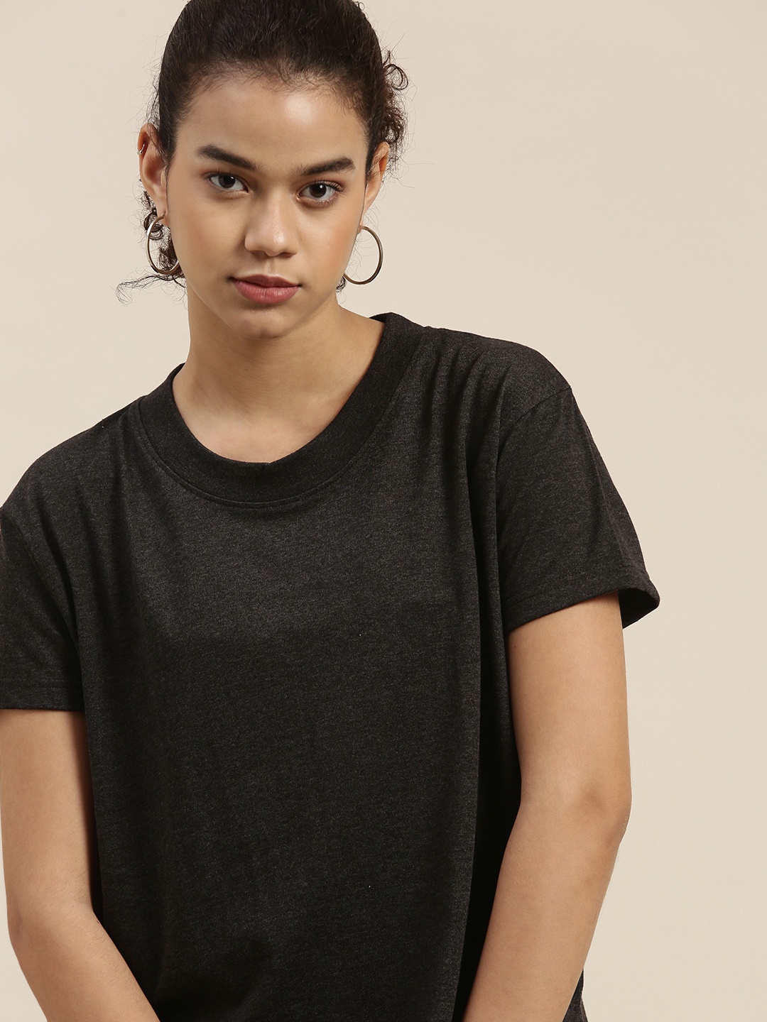 

DILLINGER Women Black Boxy T-shirt