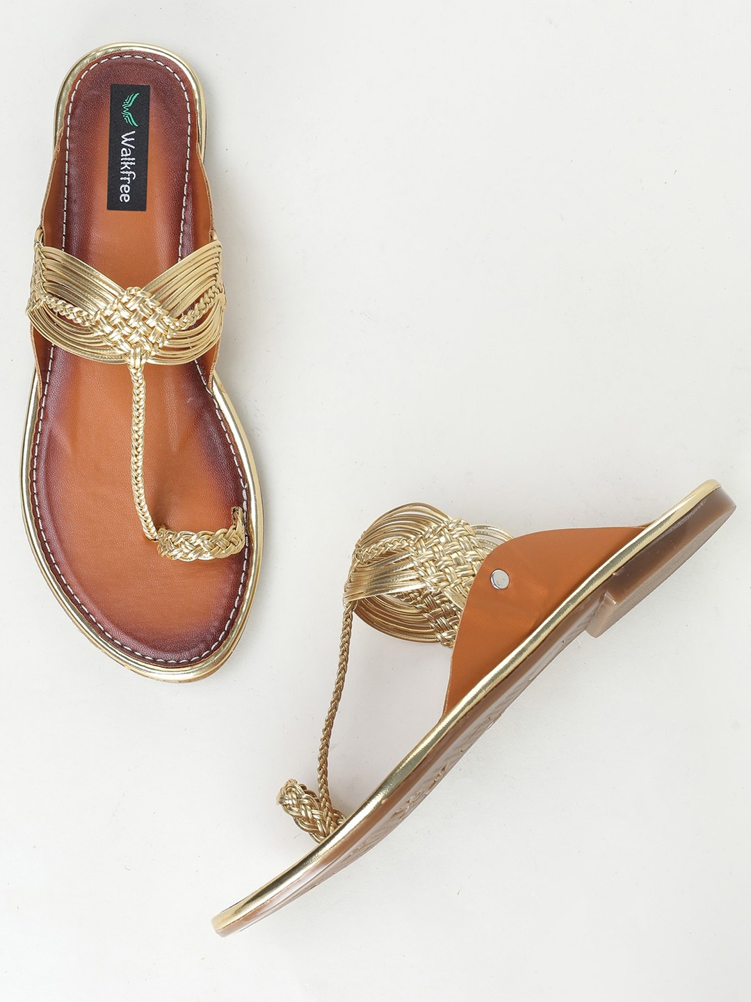 

Walkfree Women Gold-Toned One Toe Flats