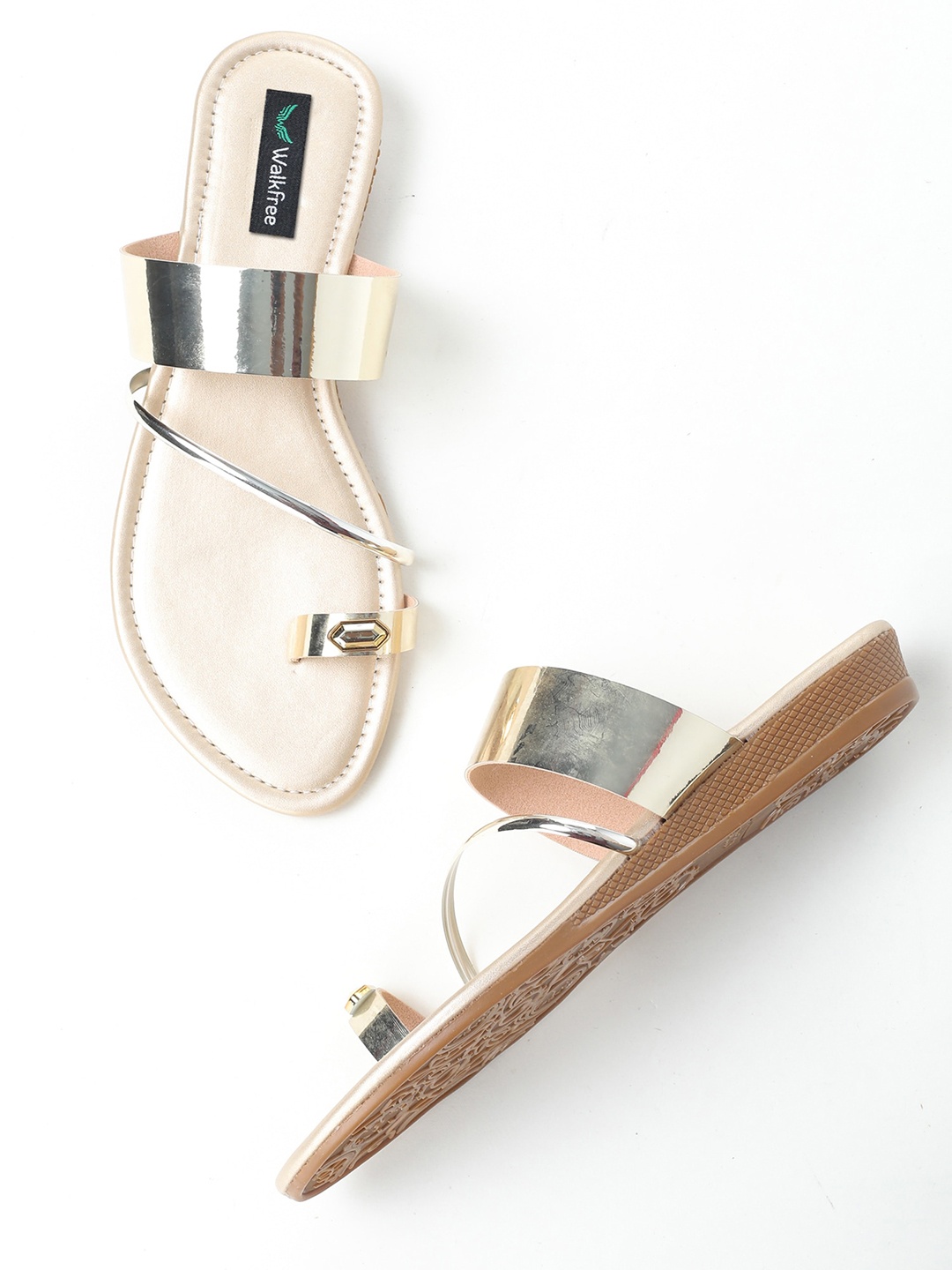 

Walkfree Women Silver & Gold-Toned One Toe Flats