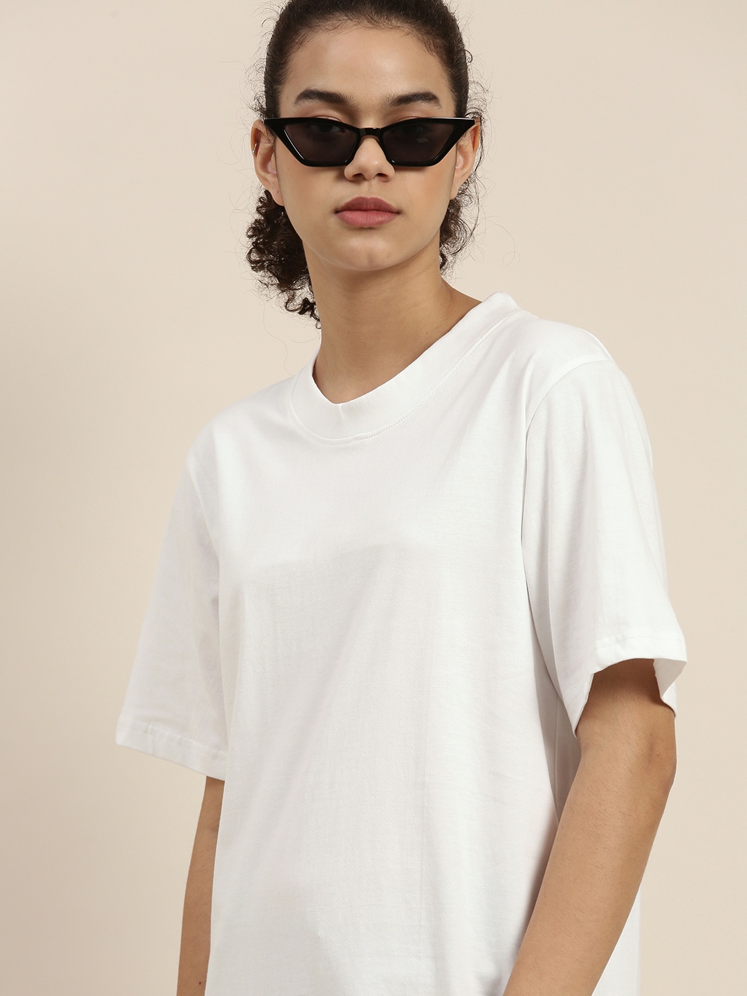 

DILLINGER Women White Pure Cotton Loose Pure Cotton T-shirt